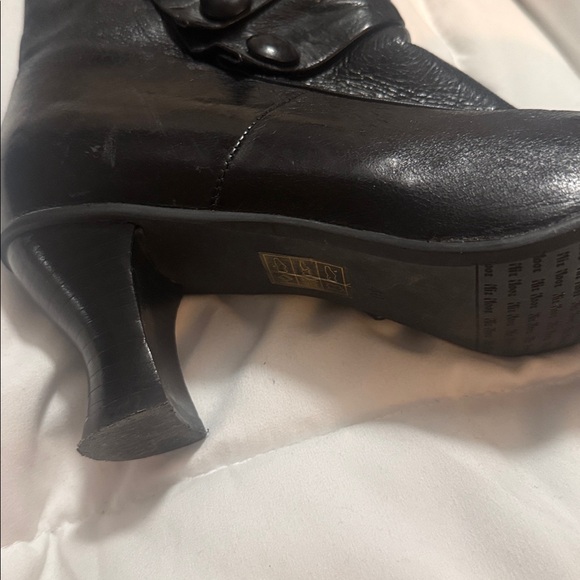 Easton Black Buttoned Heeled Boots - Picture 2 of 12